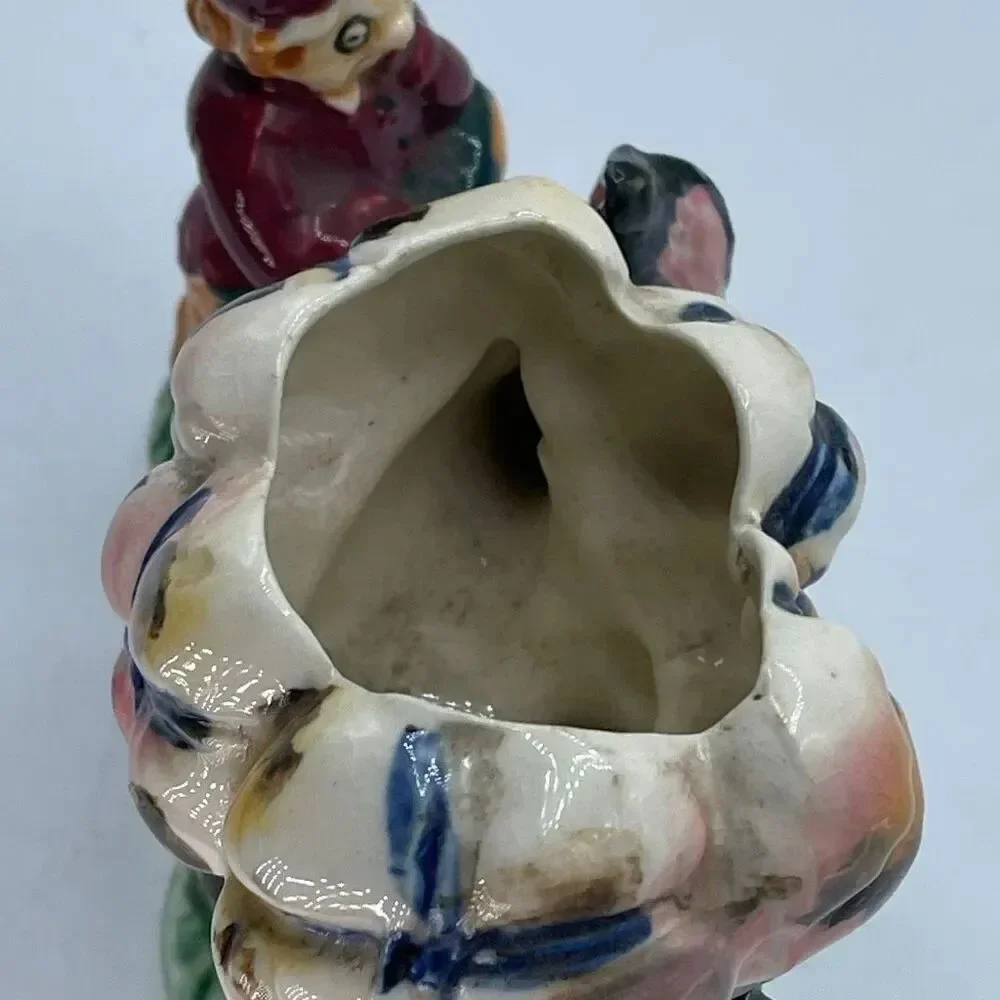 Vintage Japan planter man and donkey ceramic taking a break.